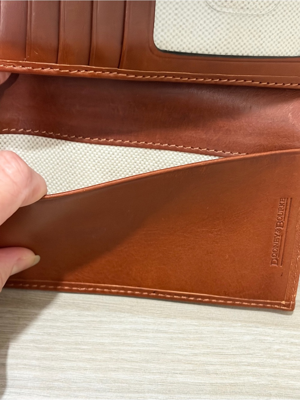 Dooney & Bourke Cognac Brown Leather Long Wallet with ID Window - Picture 2 of 8